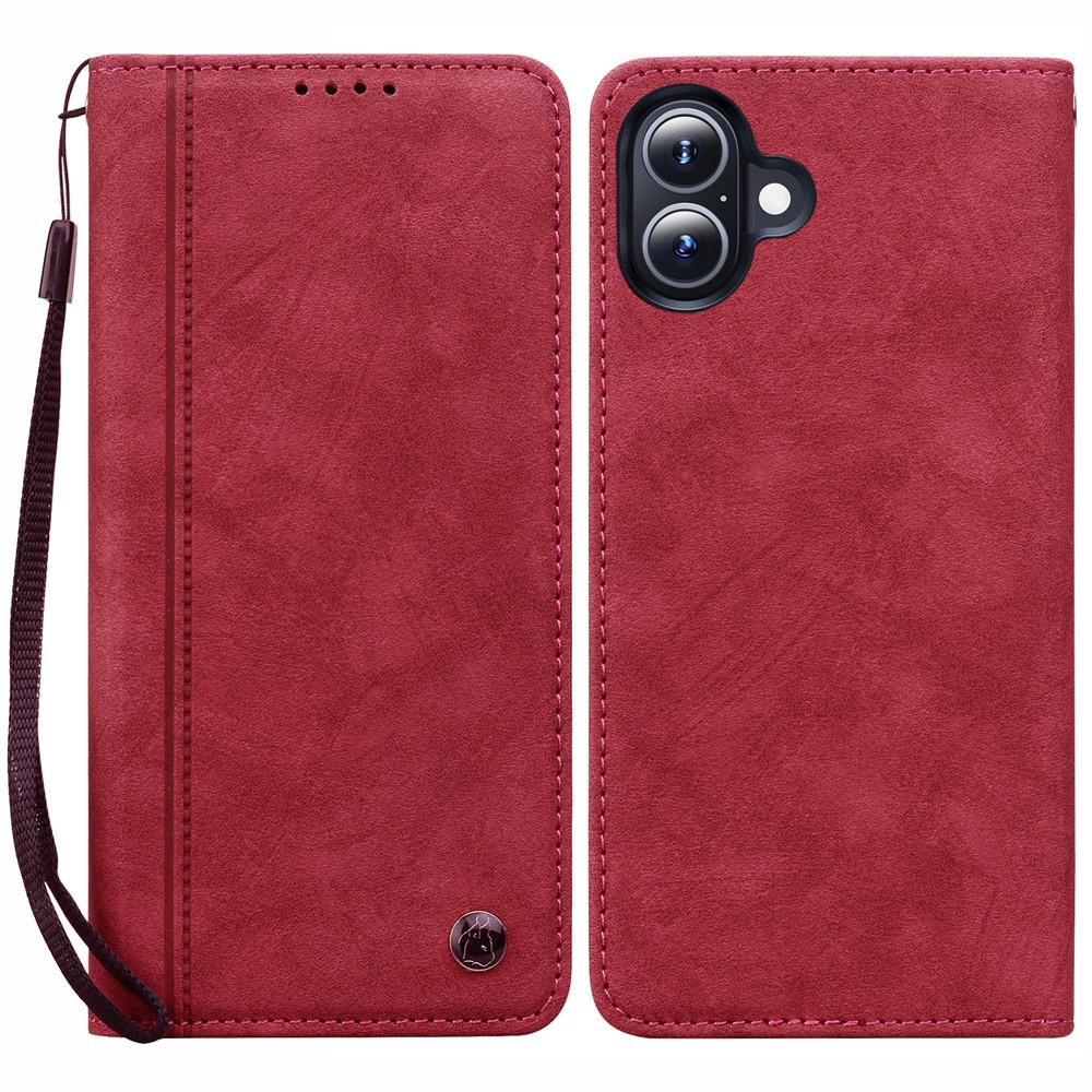 Für iPhone 17 Hülle Linienmuster Brieftasche Leder Handyhülle mit Riemen