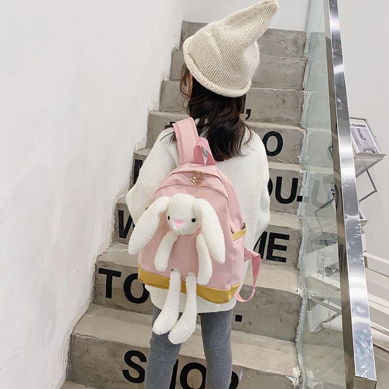 Cute Bunny Design Preschool Backpack Durable Soft Canvas Schoolbag For Kids Unisex