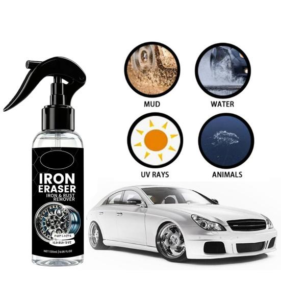Yousheng Iron Remover Spray for Cars, Rust Remover for Wheels Brake Dust, 120ml Metal Cleaner for Auto Paint, Fast Dissolve Rust Stain