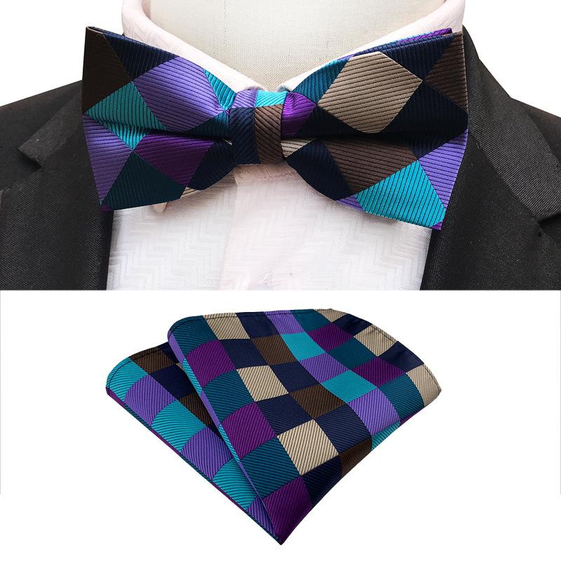 Set de papion cu buzunar și prosop la modă, papion de nuntă pentru mire și cavaler de onoare