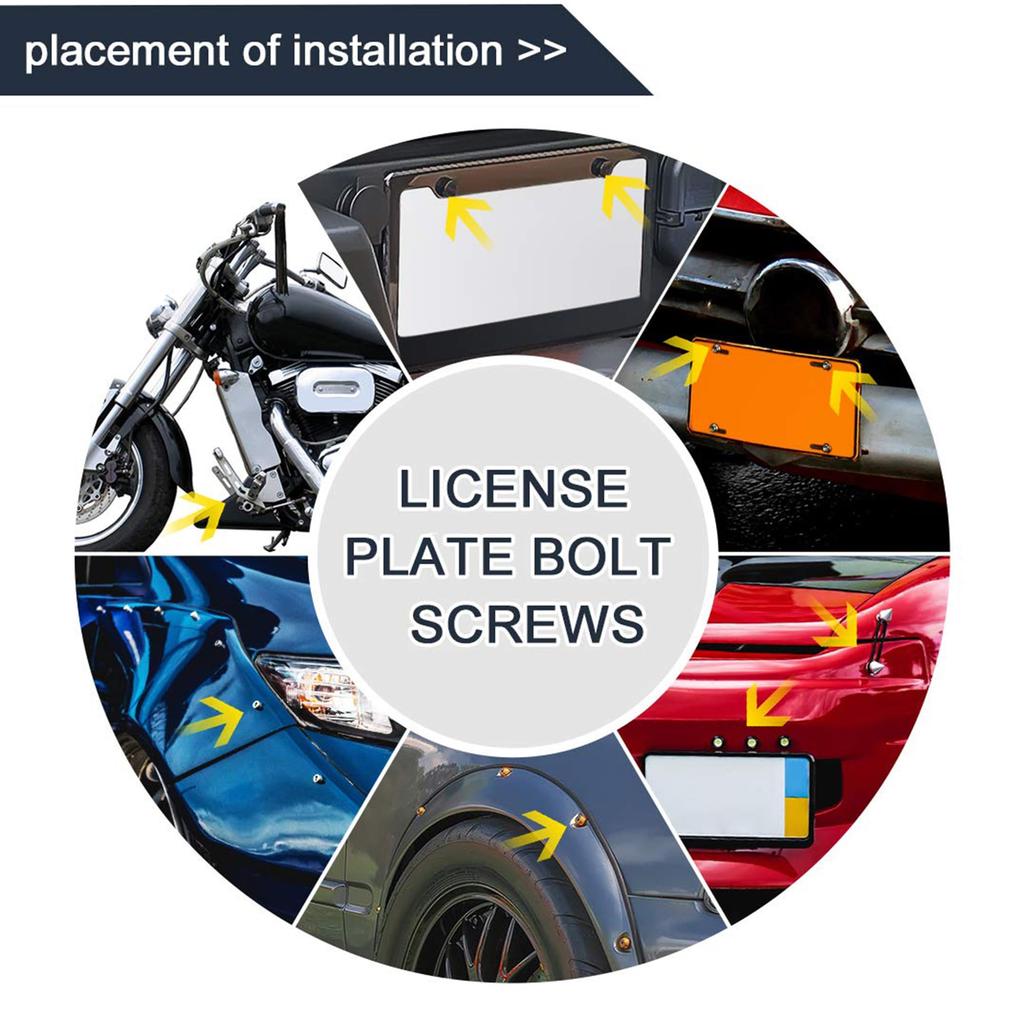 Emsoulnioi Bil Skruvmutter Bultar Rostfritt Stål Truss Huvudskruv för Bil Stänkskärm Stötfångare Auto Nitar Aluminium 20PCS Svart