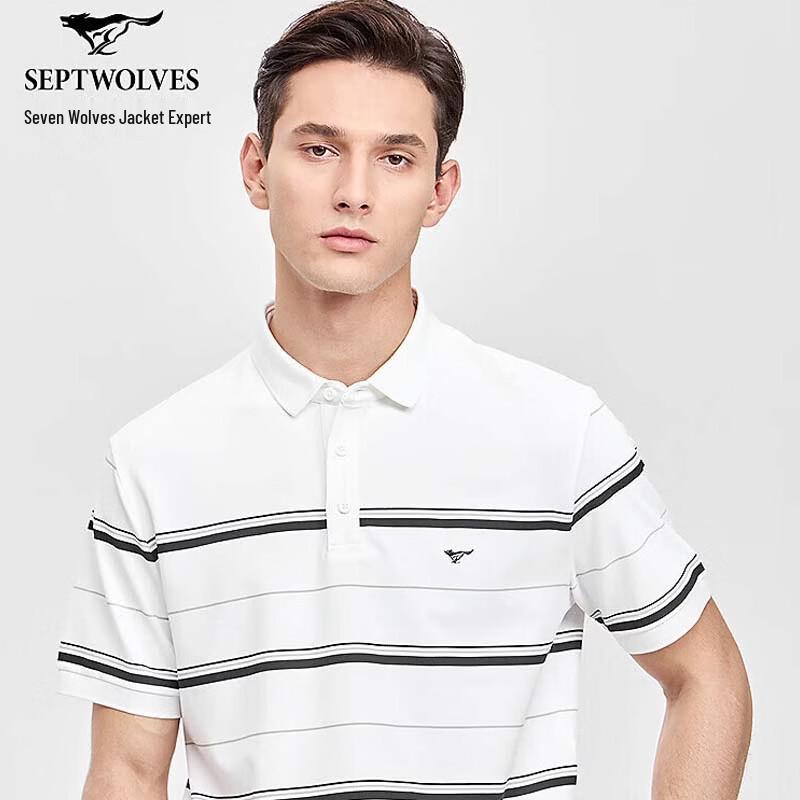SEPTWOLVES Men s Casual Striped Short Sleeve Polo Shirt XXXXL