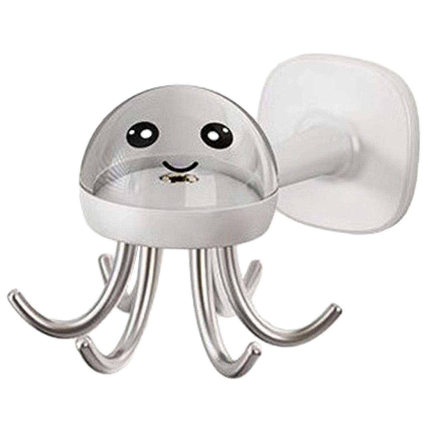 Cute Octopus Kitchen Rotating Hook Punch-Free Wall-Mounted Utensil Hanger B