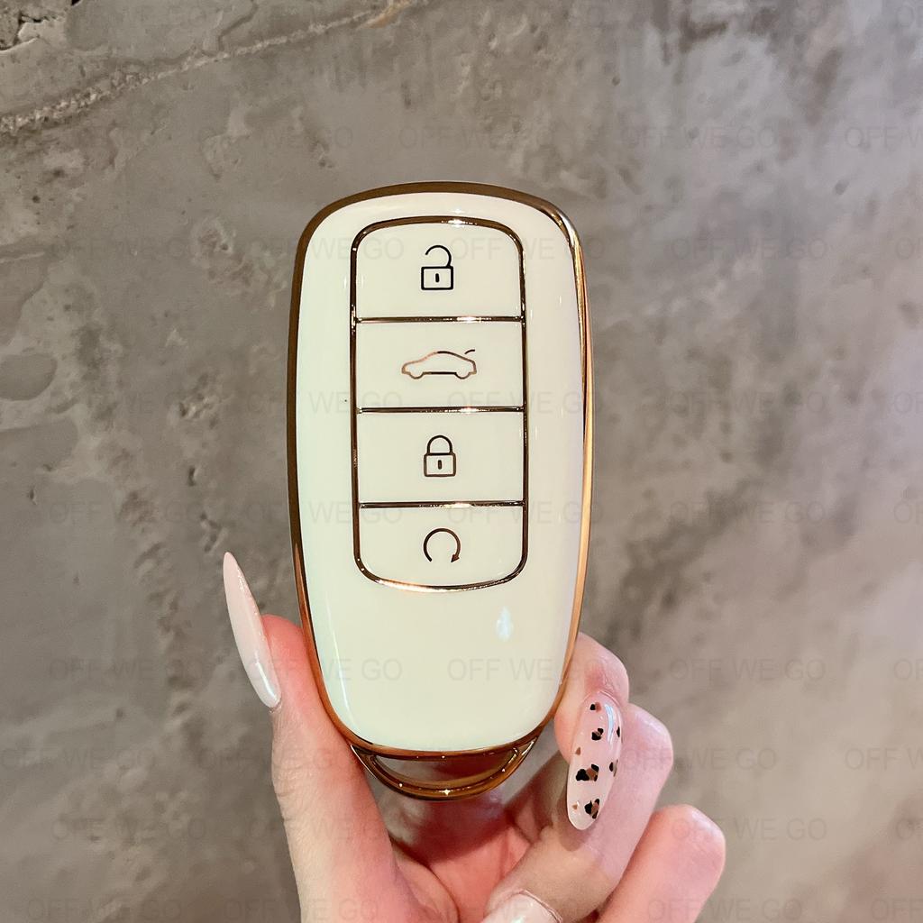 BFB1 Car Key Cover Case Leather Keyring Set For Chery Omoda 5 C5 Tigo 7 8 Pro Max Tigo 7 8 Plus Arrizo 5 Plus Jaecoo 2023 Keychain