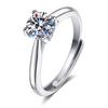 S925 sterling silver moissanite ring women's four-claw ring live simple platinum-plated holiday jewelry gift