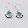 Handmade Oval Blue Topaz Earrings: 925 Sterling Silver Dangle