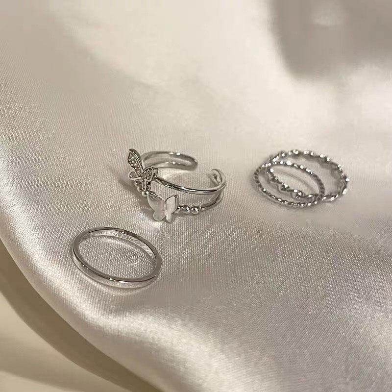 Super Immortal Butterfly Four-Piece Ring Female Personality Index Finger Ring Cold Wind Niche Design Ring