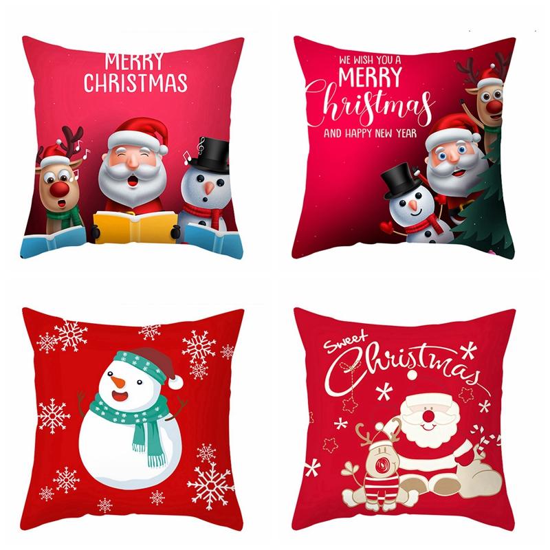 Christmas Cushion Cover  Decoration Home Santa  Decorations  Gift Navidad Happy New Year 2022