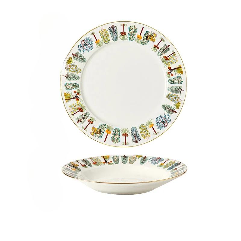 

Легкие роскошные уникальные керамические тарелки для ресторанов высокого класса Тарелка для стейков Послеобеденный чай Десерты Кофейные чашки Домашняя суповая тарелка Столовая посуда