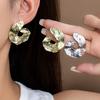 Personality Exaggerated Pleated Metal Irregular Stud Earrings Fashion Niche Light Luxury Design High-End Geometric Earrings