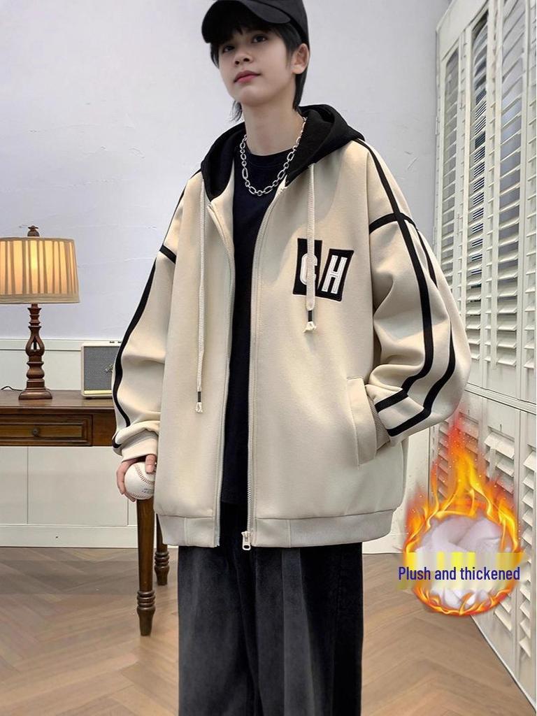 Hooded Casual Baseball Jacket for Teen Boys and Men's 2024 Stylish Outerwear