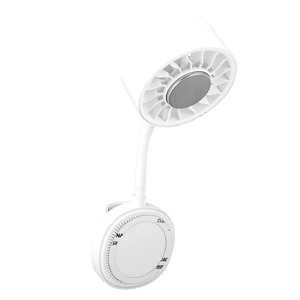 Magnetic Phone Clip Fan Portable USB Rechargeable Handheld Personal Fan with Cooling Pad Adjustable Gooseneck White