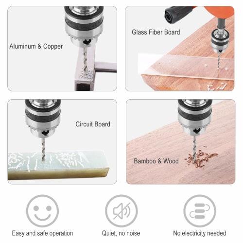 Housolution Micro Drill, 1/4 Inch (0.6-6mm) Hand Drill for Woodworking and Metal, 0.8-3mm Drill Bits, 10-Piece Set, Stainless Steel, Double Gear, DIY