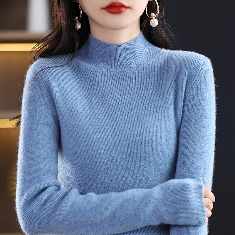 Siping Stitch Women's Half-High Collar Sweater: Autumn/Winter Slimming Knitwear