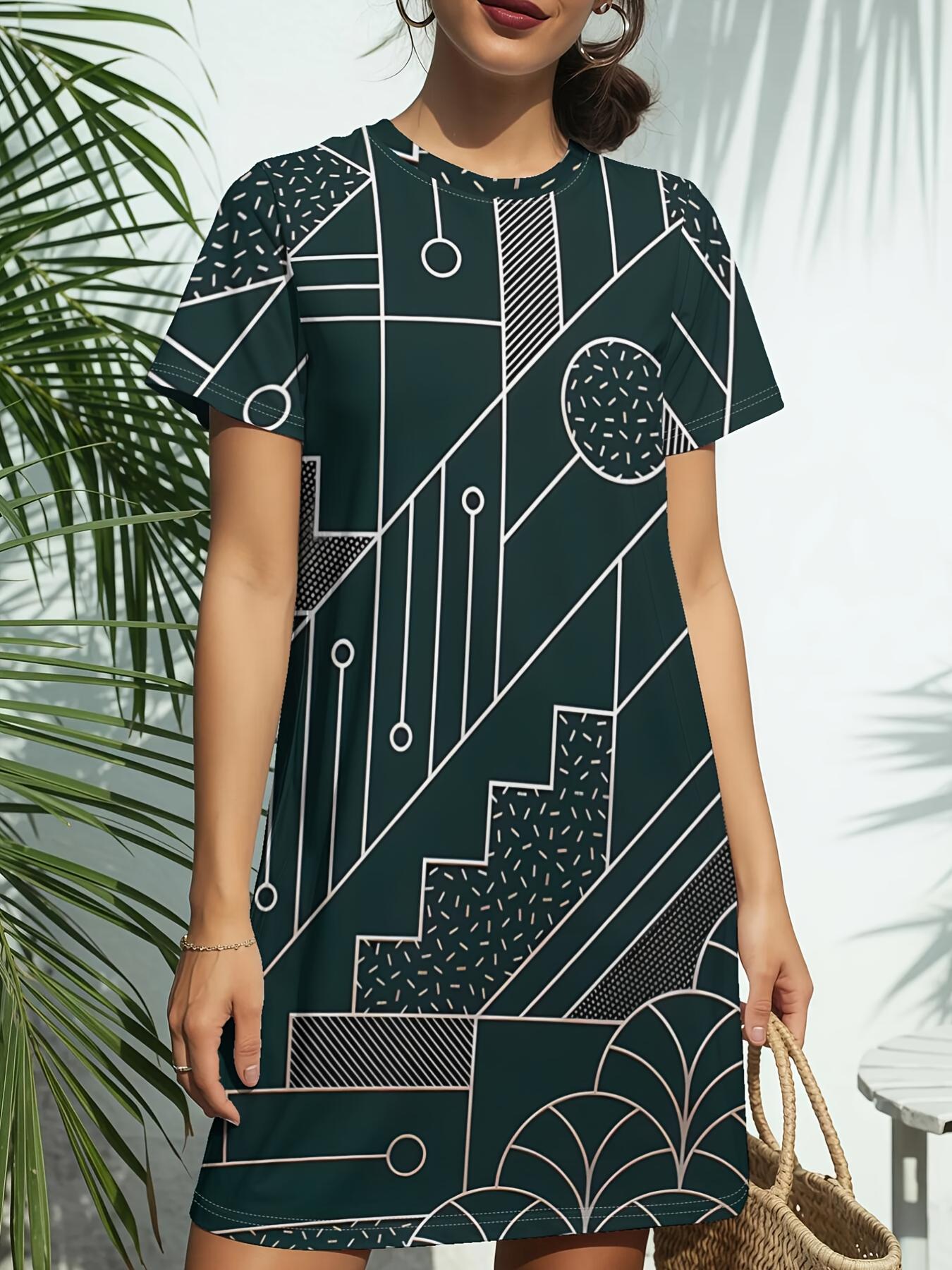 

Women S New Crew Neck Short Sleeve T-Shirt Dress. American Trend Digital Print. Casual ; Versatile for Spring And Summer. Elegant And Chic Women Dre 9XL дубильная кора