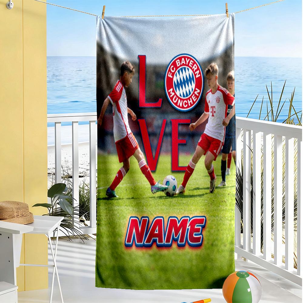 Bayern Munich Fan Gear Customize Text Beach Towel Soft Durable Quick-Dry Portable for SwimmingBeachCamping Travel Beach AccessoriesGym