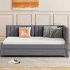 Guest Bed Upholstered 90x200cm, Pull-Out Sofa Bed, Multifunctional with Slatted Pillow Frame, Youth Beds Children Beds, Velvet Fabric Gray Double