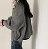 Chic French Retro Gray Woolen Lapel Coat for Women - Winter 2024