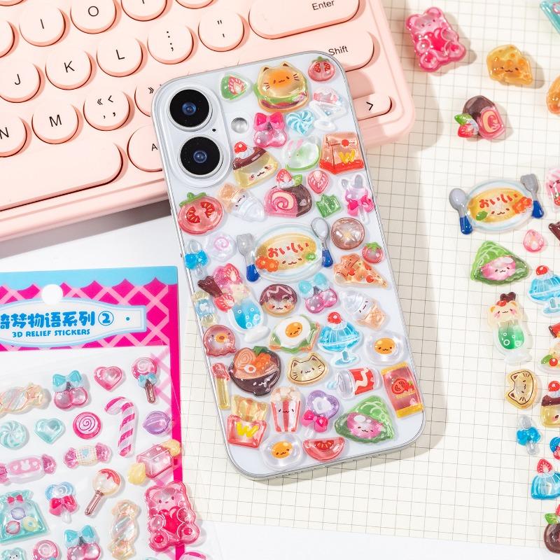 Cute 3d Embossed Relief Sticker For Diy Hand Account And Phone Case