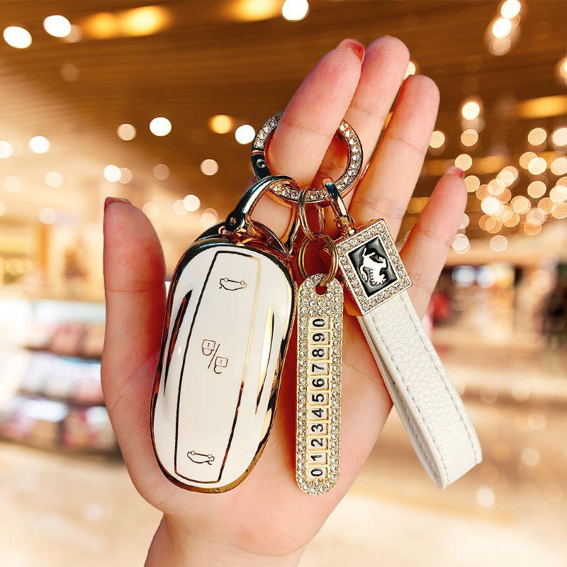 Suitable for Tesla Model 3 key cover ModelY/S/X high-end protective case, car supplies, bag buckle, men and women