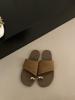 Holiday beach casual toe cool slippers women's summer wear 2025 new linen toe retro soft bottom one-word