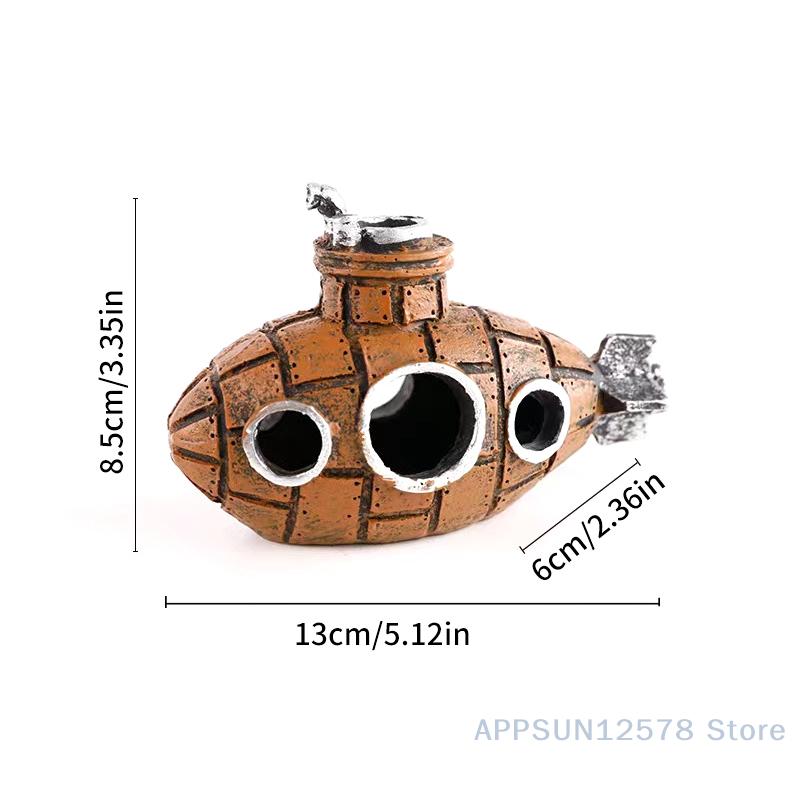 Submarine Sculpture Submarine Ornaments Fish Shelter Cave Landscaping Accessories For Aquarium Fish Tank Decor Home Decor