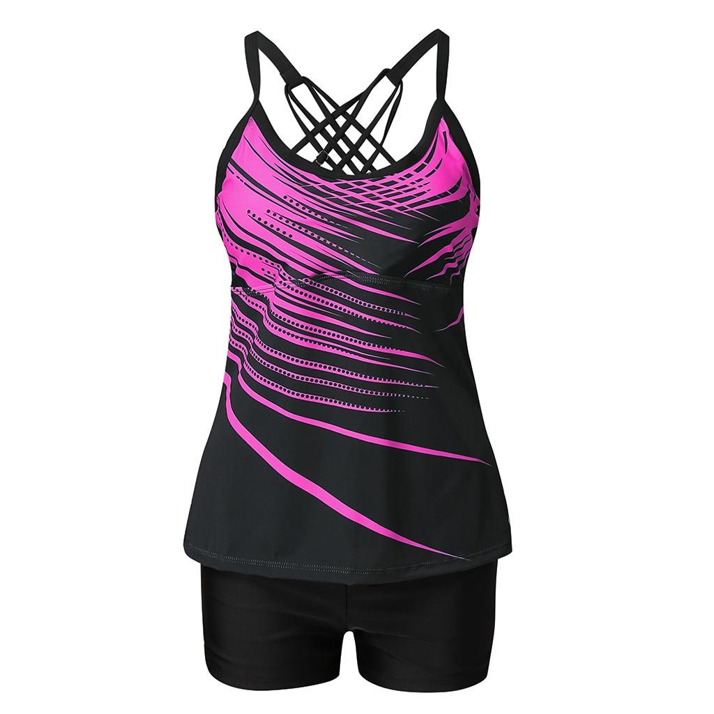 

Женский летний купальник из двух предметов, сексуальный комплект бикини с перекрестными ремешками, купальник танкини, большие размеры S-8XL 8XL розовый