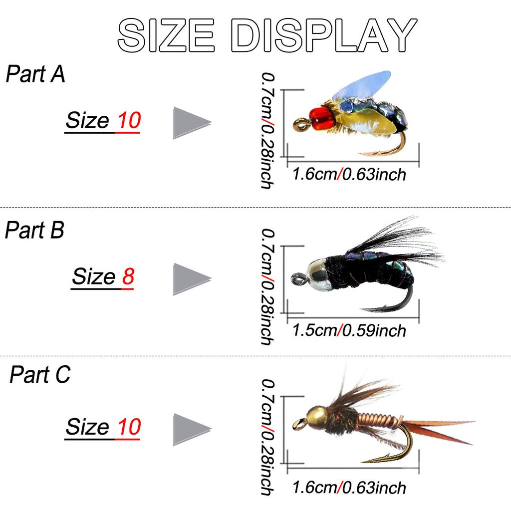 Fly Fishing Flies 9Pcs-3 Boxs Bundle Artificial 3 different styles Wet Flies Bait for Freshwater and Seawater for Fishing Trout/Perch Fishing Lure