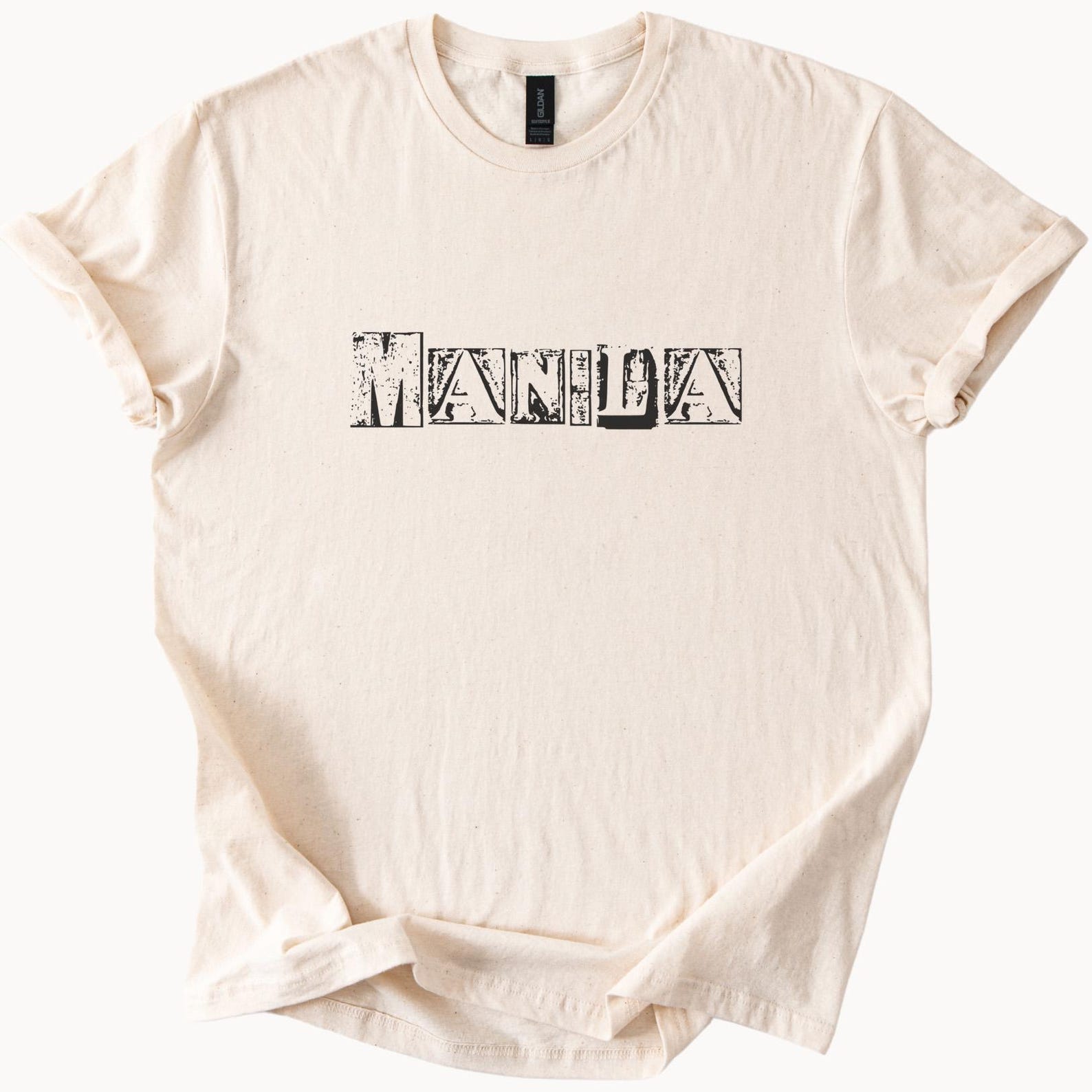 Manila Graphic T Shirt Distressed Manila City Name Block Letter Design Manila Philippines Souvenir Shirt Travel Gift Tee 110