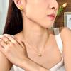 S925 Silver Star Jewelry Set, Natural Crystal Necklace Ring Earrings for Women
