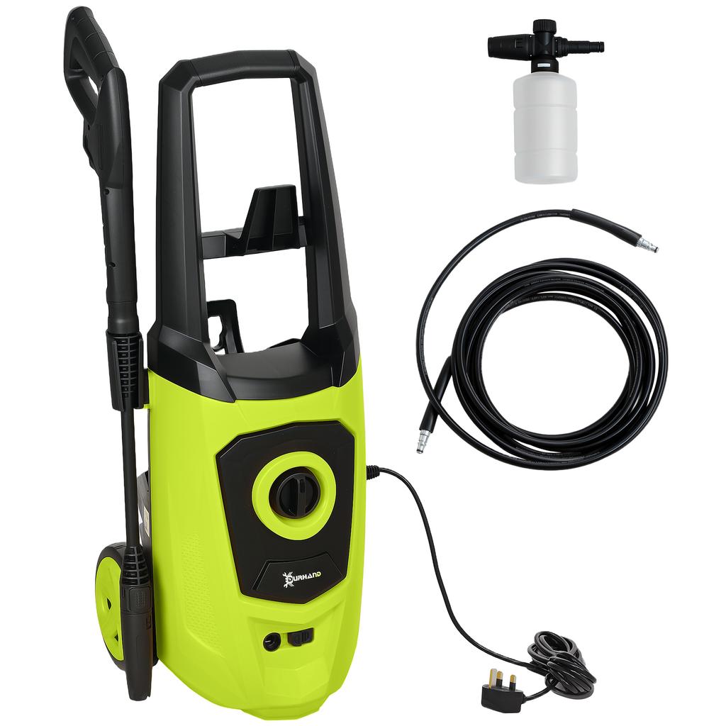 1800W High Pressure Washer, 150 Bar Pressure, 510 L/h Flow, High-Performance Portable Power Jet Wash Cleaner Green