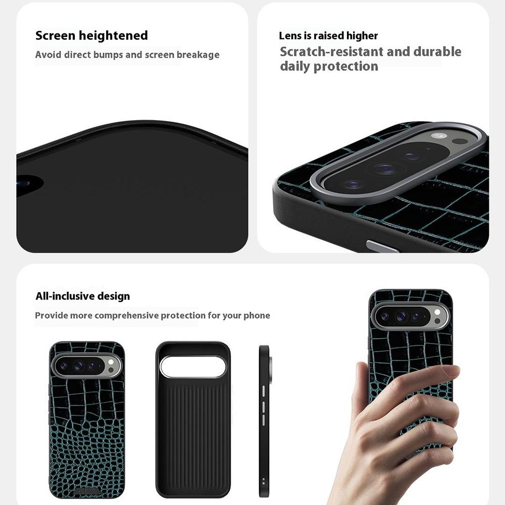 ABEEL Etui magnetyczne do Google Pixel 9 Pro XL z fakturą krokodyla i wytłoczeniem na tylnej obudowie