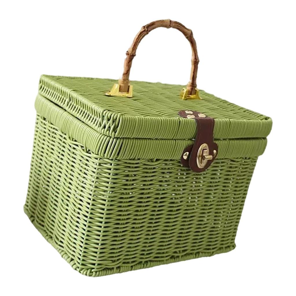 Handwoven Storage Basket with Lid Treasure Box Empty Gift Basket Display Suitcase for Party