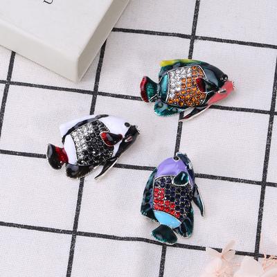 Fish Corsage Clothing Dripping Oil Ocean Kiss Fish Enamel Brooch Diamond Pin Accessories