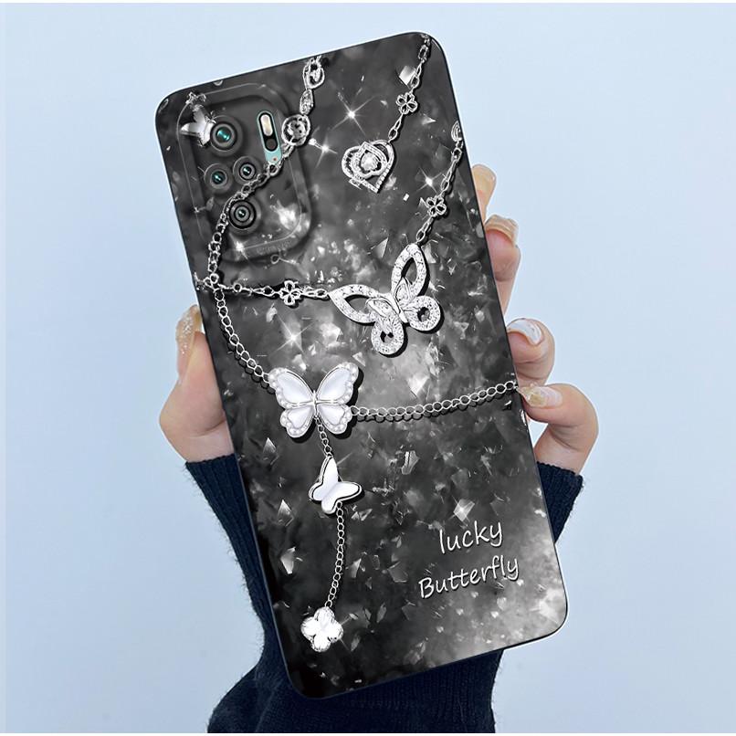 For Xiaomi Poco M5s Phone Case PocoM5s Cover Fashion Simplicity Butterfly Floral Soft Liquid Silicone Shell For Poco M 5s Fundas