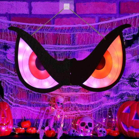 Yousheng Halloweenská dekorace oční světlo Velké svítící dřevěné LED oční světlo pro Halloween Keř Dvůr Domov Zeď Okno Strom Dekorace
