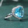 Luxury Micro Pvae White Blue CZ Heart Women's Ring Trendy CopperColor Daily Wear Party Jewelry Anniversary Gift