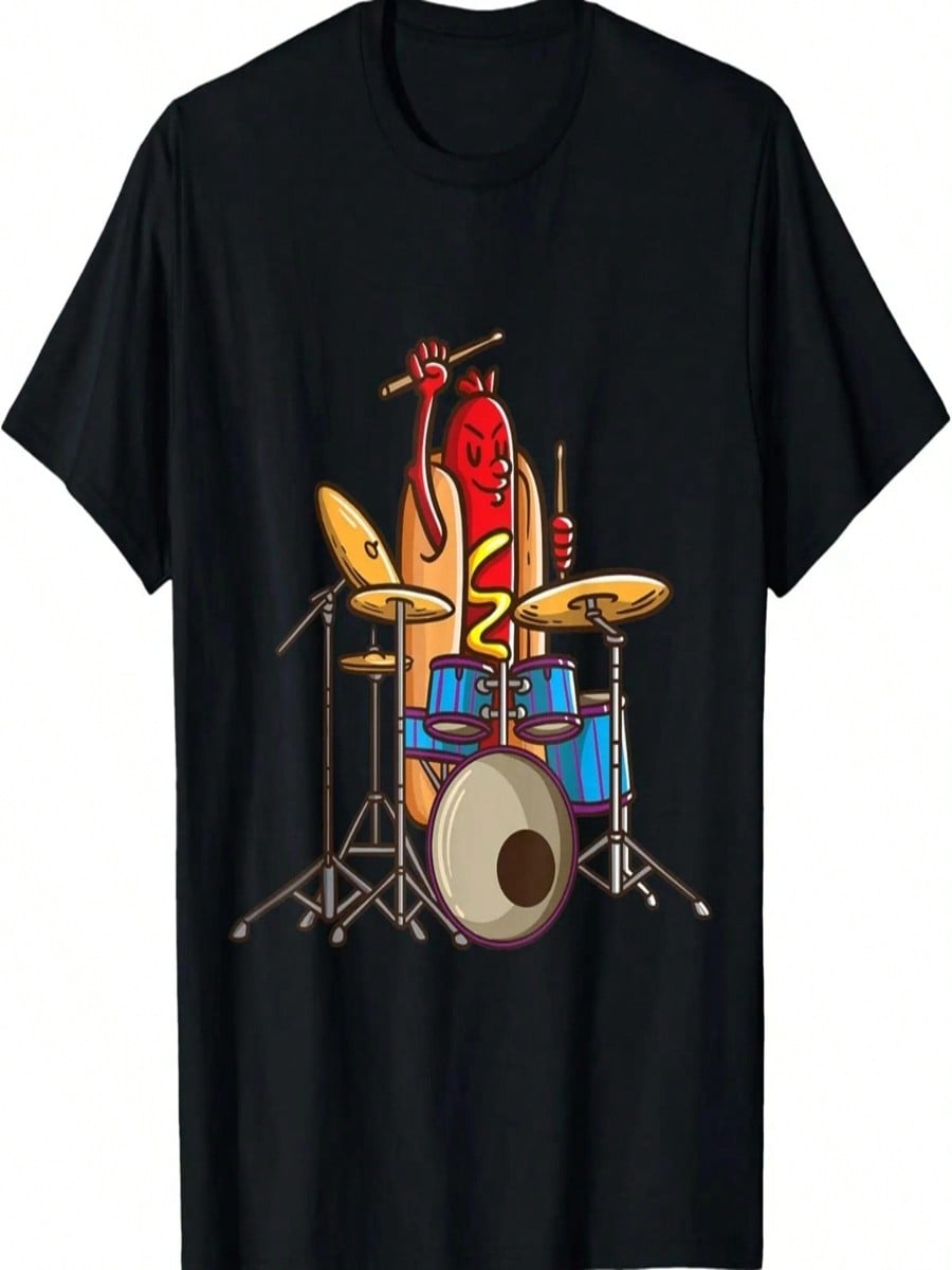 Hotdog Drummer Shirt Drum And Bass Percussionist Music Shirt T-Shirt S разноцветный
