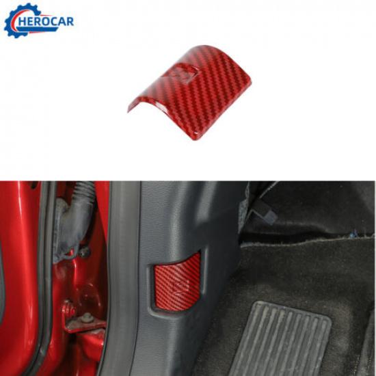 Engine Hood Switch Button Decor Cover Trim For Ford F150 2009+Red Carbon Fiber