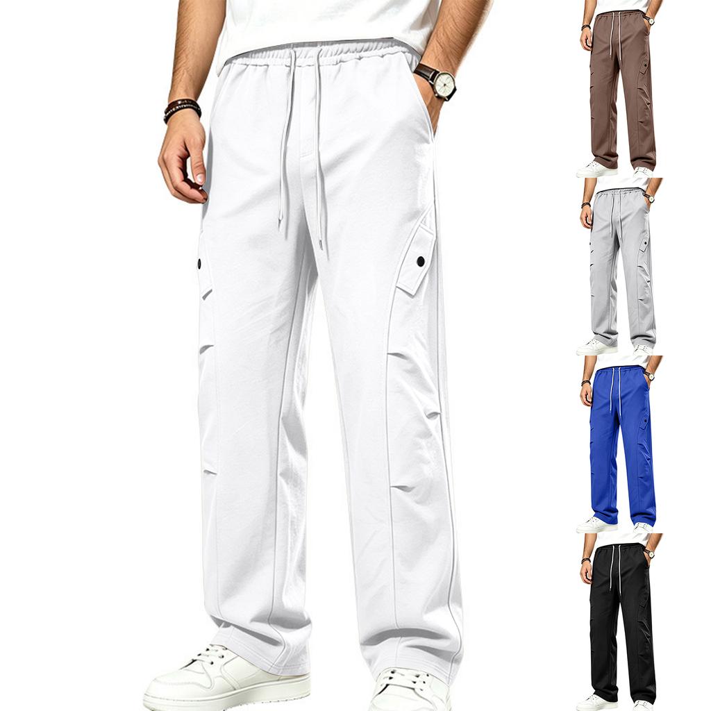 Pantalon de survêtement droit en sergé pour homme Coupe ample Hip Hop Streetwear Décontracté
