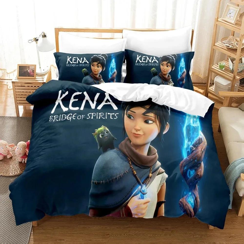 Anime Game Bridge Spirits Kena Bedding Set Duvet Cover Bed Set Quilt Cover Pillowcase Comforter King Queen Size Boys Adult