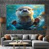 2D Flat Blue Water Bubbles Otter Backdrop for Whimsical and Nature Photoshoot