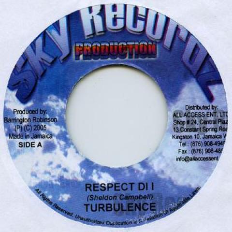 7inch Record TURBULENCE - Respect Di I Sky Records 2005 Jamaica Reggae, Ska & Dub