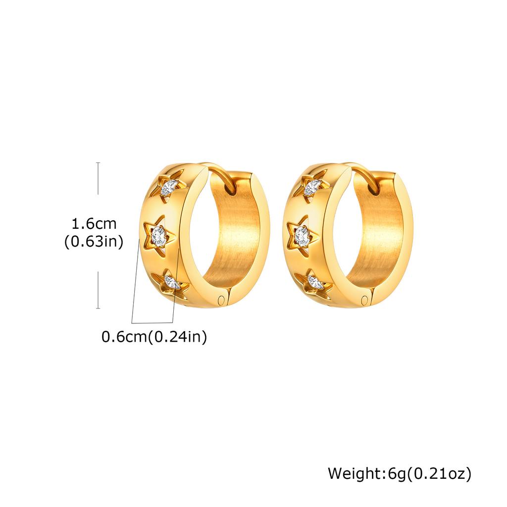 Zirconia Heart Star Huggies Earrings, Stainless Steel Hoop Earrings For Women, Hypoallergenic Trendy Daily Jewelry