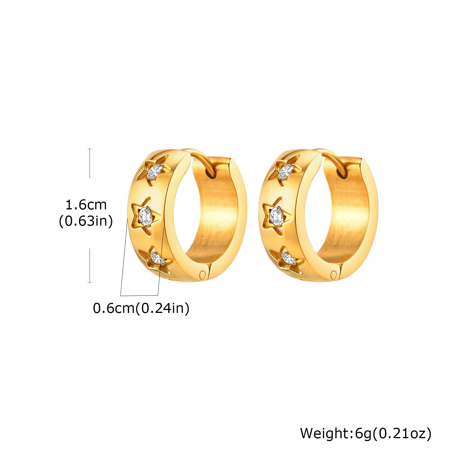 Zirconia Heart Star Huggies Earrings, Stainless Steel Hoop Earrings For Women, Hypoallergenic Trendy Daily Jewelry