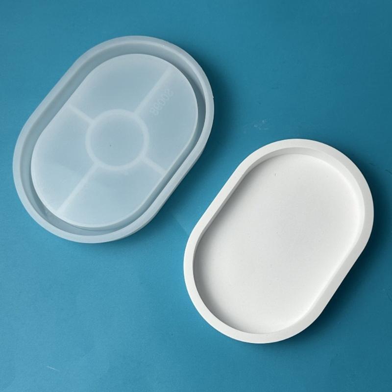 Silicone Moulds Candlesticks Resins Molds Oval Candle Holder Tray Molds DIY Concrete Castings Mould Crafts Decorations