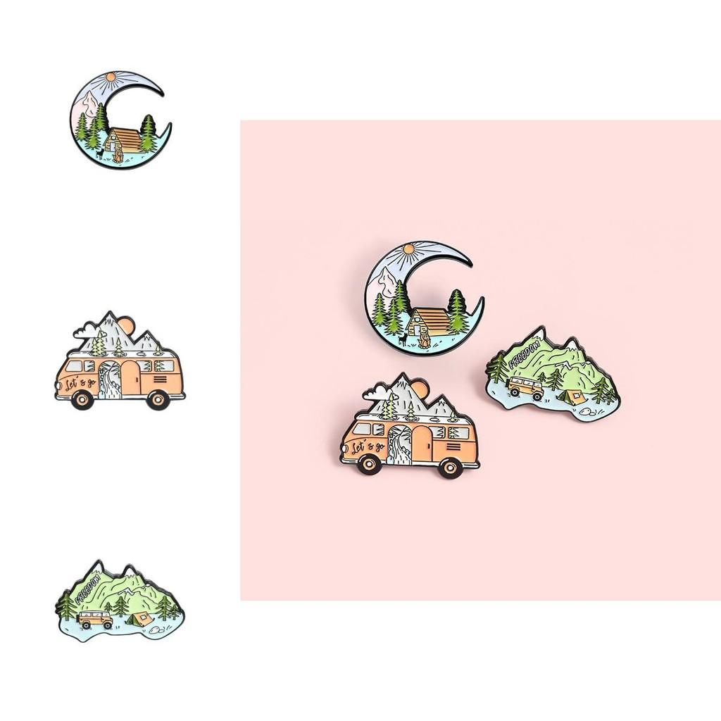 Cartoonthemed Brooch Unique Combining Geometric Design With Striking Enamel Colors