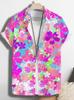 Hawaiian Men'S Short-Sleeve Casual Shirt with Colorful Floral Print - Features a Button Design, Vibrant Colors, Suitable for Outdoor And Leisure Wear