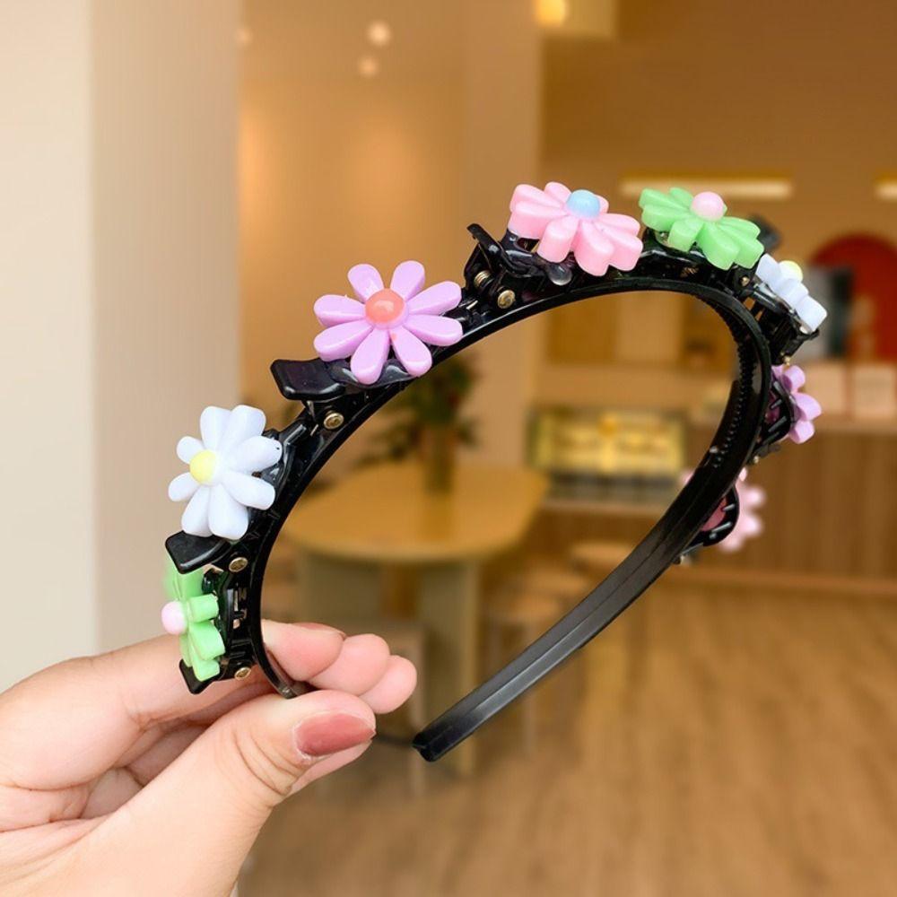 Colorful Flower Double Bangs Hairpin Hairband Korean Kids Teeth Headband  Headwear