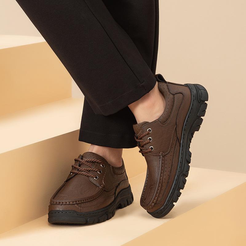 Men's Shoes Outdoor Tooling Shoes Big Head Leather Shoes Spring Low-top Leather Cowhide Surface Hand-stitched Casual Shoes Work Shoes